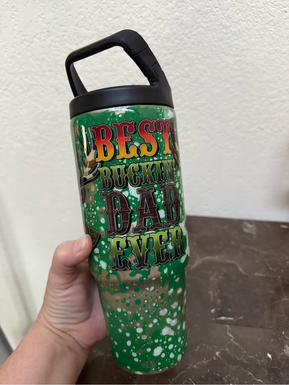 Best Buckin Dad Fathers Day Tumbler Cup 30 oz Clip Mate Flip Top Hydro Bottle